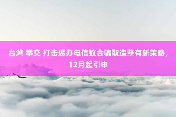 台灣 拳交 打击惩办电信蚁合骗取造孽有新策略，12月起引申