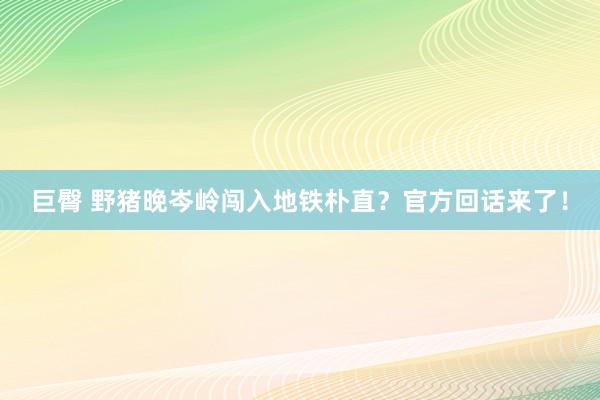 巨臀 野猪晚岑岭闯入地铁朴直？官方回话来了！