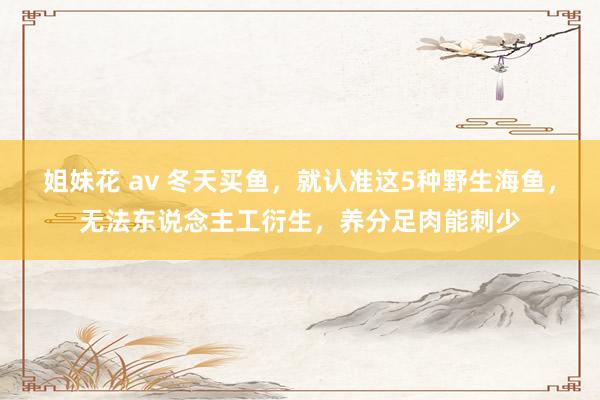 姐妹花 av 冬天买鱼，就认准这5种野生海鱼，无法东说念主工衍生，养分足肉能刺少