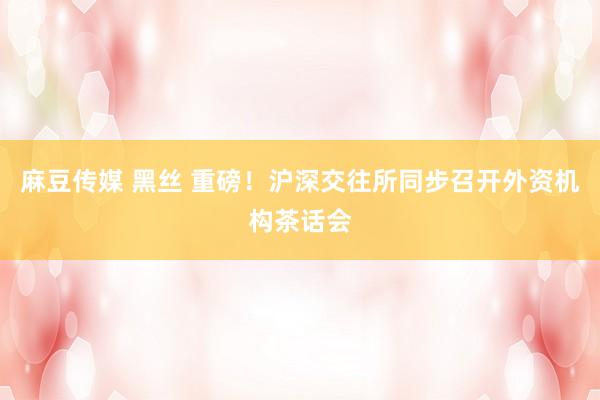 麻豆传媒 黑丝 重磅！沪深交往所同步召开外资机构茶话会