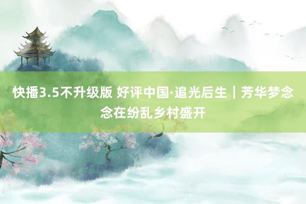 快播3.5不升级版 好评中国·追光后生｜芳华梦念念在纷乱乡村盛开