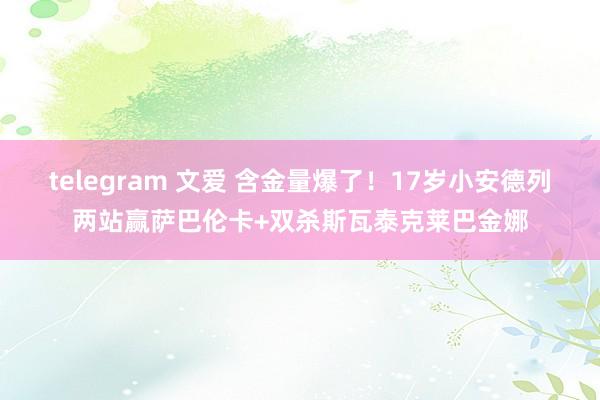 telegram 文爱 含金量爆了！17岁小安德列两站赢萨巴伦卡+双杀斯瓦泰克莱巴金娜