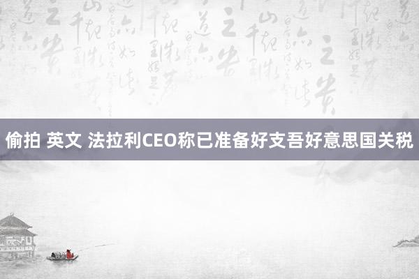 偷拍 英文 法拉利CEO称已准备好支吾好意思国关税