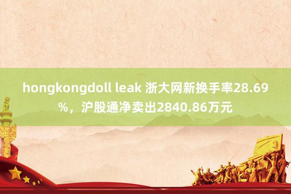 hongkongdoll leak 浙大网新换手率28.69%，沪股通净卖出2840.86万元