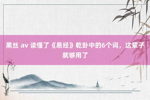 黑丝 av 读懂了《易经》乾卦中的6个词，这辈子就够用了