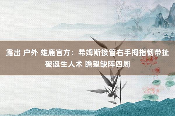 露出 户外 雄鹿官方：希姆斯接管右手拇指韧带扯破诞生人术 瞻望缺阵四周