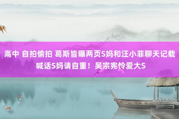 高中 自拍偷拍 葛斯皆曝两页S妈和汪小菲聊天记载 喊话S妈请自重！吴宗宪怜爱大S