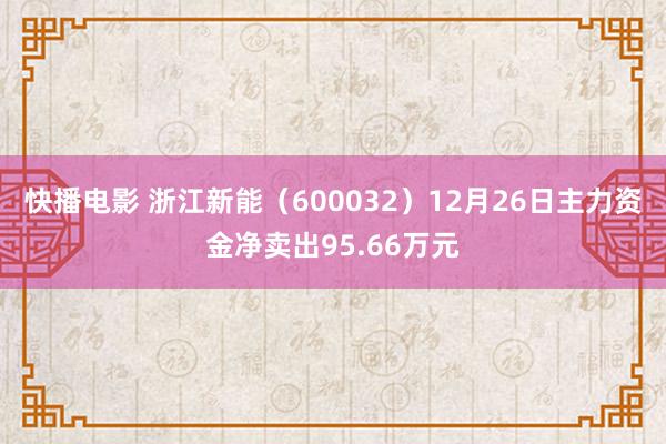快播电影 浙江新能（600032）12月26日主力资金净卖出95.66万元