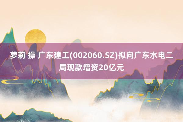 萝莉 操 广东建工(002060.SZ)拟向广东水电二局现款增资20亿元
