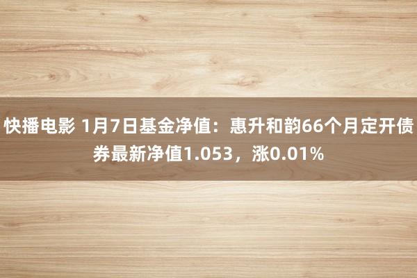快播电影 1月7日基金净值：惠升和韵66个月定开债券最新净值1.053，涨0.01%