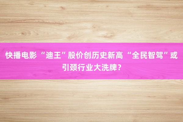 快播电影 “迪王”股价创历史新高 “全民智驾”或引颈行业大洗牌？