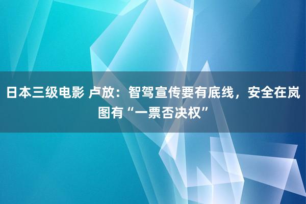日本三级电影 卢放：智驾宣传要有底线，安全在岚图有“一票否决权”